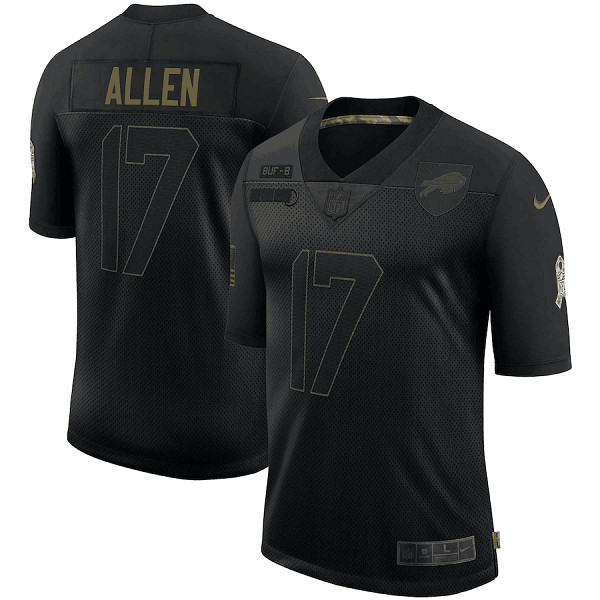 Men's Buffalo Bills #17 Josh Allen Black NFL 2020 Salute To Service Limited Stitched Jersey Men's Buffalo Bills #17 Josh Allen Black NFL 2020 Salute To Service Limited Stitched Jersey
